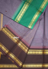 Karthigai silk cotton Rudhraksham Ganga Jamuna border  - Purple grey