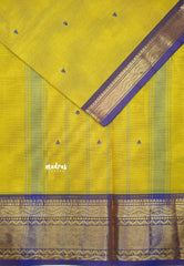 Karthigai silk cotton bavanji neli border - Greenish yellow