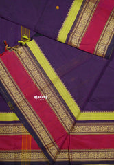 Jamun Purple - Karthigai silk cotton full thread weaving rettapet border