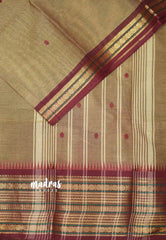 Karthigai silk cotton multi rudraksham border - Mild brown