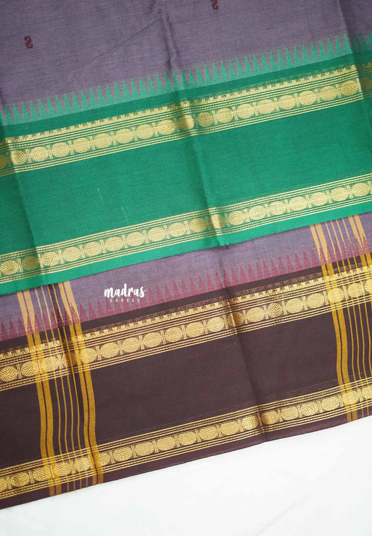 Karthigai silk cotton Rudhraksham Ganga Jamuna border  - Purple grey