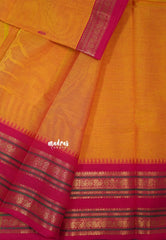 Dual Shade Orange - Karthigai silk cotton Rettapet peacock and mango border - Best for Wedding Functions