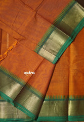 Mustard Orange - Karthigai silk cotton getti zari with small temple border - Best for Wedding Functions