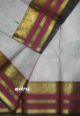 Karthigai silk cotton mayil border - Purple grey