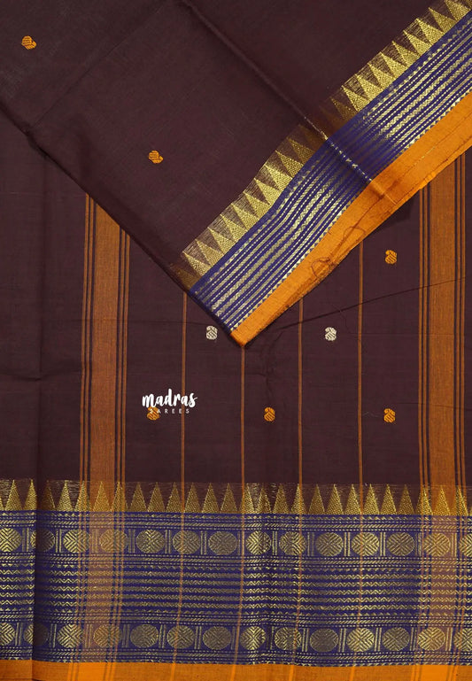 Coffee Brown - Karthigai silk cotton multi Rudraksham Border