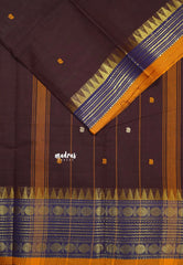 Coffee Brown - Karthigai silk cotton multi Rudraksham Border