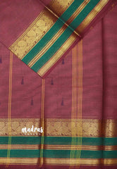 Karthigai silk cotton mayil border - Onion pink