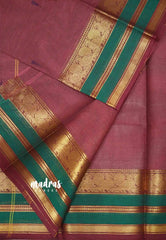 Karthigai silk cotton mayil border - Onion pink