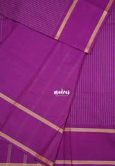 Magenta - Karthigai silk cotton stripes body thread border