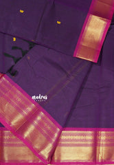 Jamun Purple - Karthigai silk cotton Bavanji and Rudrakshm Border
