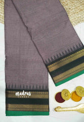 Karthigai silk cotton rettapet and temple border - Purple grey with black border