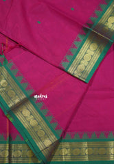 Magenta Pink - Karthigai silk cotton rudraksham with temple weaving