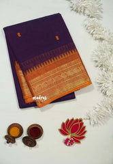 Jamun Purple - Karthigai silk cotton Saree Bavanji and Mango border with buttas - Best for Wedding Functions
