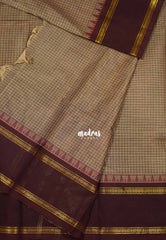 Mild coffee brown - Karthigai silk cotton muthu kattam body rettapet border