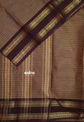 Muted Coffee Brown - Karthigai silk cotton rettapeta border with muthu kattam - Best for Wedding Functions
