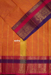 Yellowish Orange - Karthigai silk cotton plain body annam Ganga jamuna border - Best for Wedding Functions