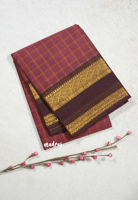 Maroon - Karthigai silk cotton big muthu kattam checks