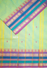 Karthigai silk cotton multicolor rudraksham border - Dual shade Bluish Green