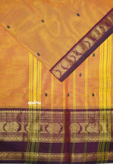 Karthigai silk cotton mayil border - Mustard orange