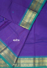 Violet Purple - Karthigai silk cotton small Bavanji border with buttas