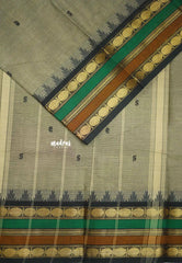 Karthigai silk cotton multicolor rudraksham border - Grey