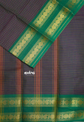 Dual Shade Blueberry -  Karthigai silk cotton rettapeta border mango with muthu kattam - Best for Wedding Functions