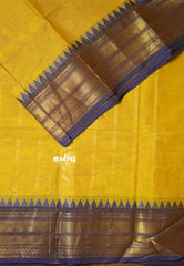 Turmeric Yellow - Karthigai Silk Cotton Bavanji with Temple Border - Best for Wedding Functions