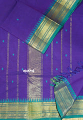 Violet Purple - Karthigai silk cotton small Bavanji border with buttas