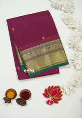 Beet Pink - Karthigai silk cotton bavanji floral border - Best for Temple Visit