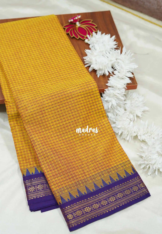 Mild orange - Karthigai silk cotton muthu kattam with small border