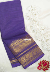 Lavender Purple - Karthigai Silk Cotton Plain with Multi Flower, Rudraksham, Mango and Temple Border - Best for Wedding Functions
