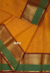Mustard Orange - Karthigai silk cotton rudraksham skirt border with buttas
