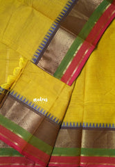 Dual Shade Yellowish Green - Karthigai Silk Cotton Rudraksham and Multi Color Border - Best for Wedding Functions