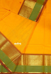 Yellowish Orange - Karthigai silk cotton rudraksham skirt border with buttas