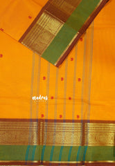 Yellowish Orange - Karthigai silk cotton rudraksham skirt border with buttas