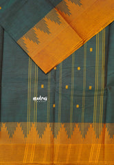 Dual Shade Grey - Karthigai silk cotton Temple Border with Buttas