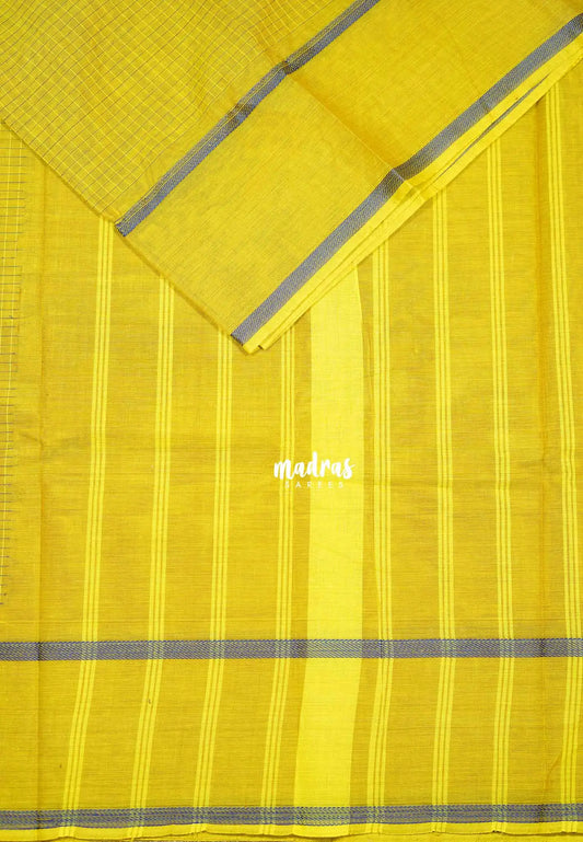 Greenish yellow - Karthigai silk cotton muthu kattam body thread border