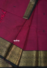 Beet Royale - Karthigai silk cotton Rudraksham neli big Border with Buttas - Best for Wedding Functions