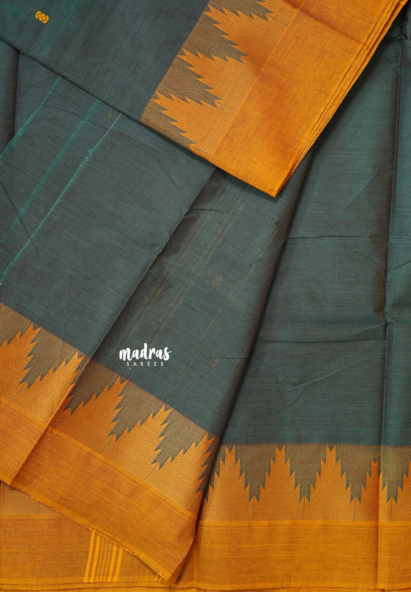 Dual Shade Grey - Karthigai silk cotton Temple Border with Buttas