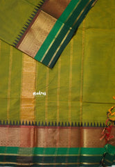 Dual Shade Green- Karthigai Silk Cotton Rudraksham and Multi Color Border - Best for Wedding Functions