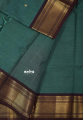 Greyish Green - Karthigai silk cotton small Bavanji border with buttas - Best for Wedding Functions