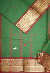 Karthigai silk cotton mayil border - Green