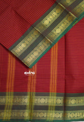 Dark Red - Karthigai silk cotton rettapeta border with muthu kattam - Best for Wedding Functions