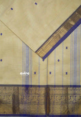 Karthigai silk cotton mayil border - Half white