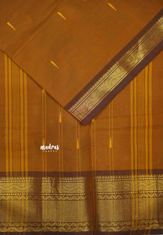 Karthigai silk cotton bavanji neli border - Honeybrown