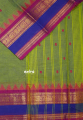 Dual Shade Green - Karthigai silk cotton temple mayil mango border - Best for Wedding Functions