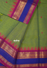 Dual Shade Green - Karthigai silk cotton temple mayil mango border - Best for Wedding Functions