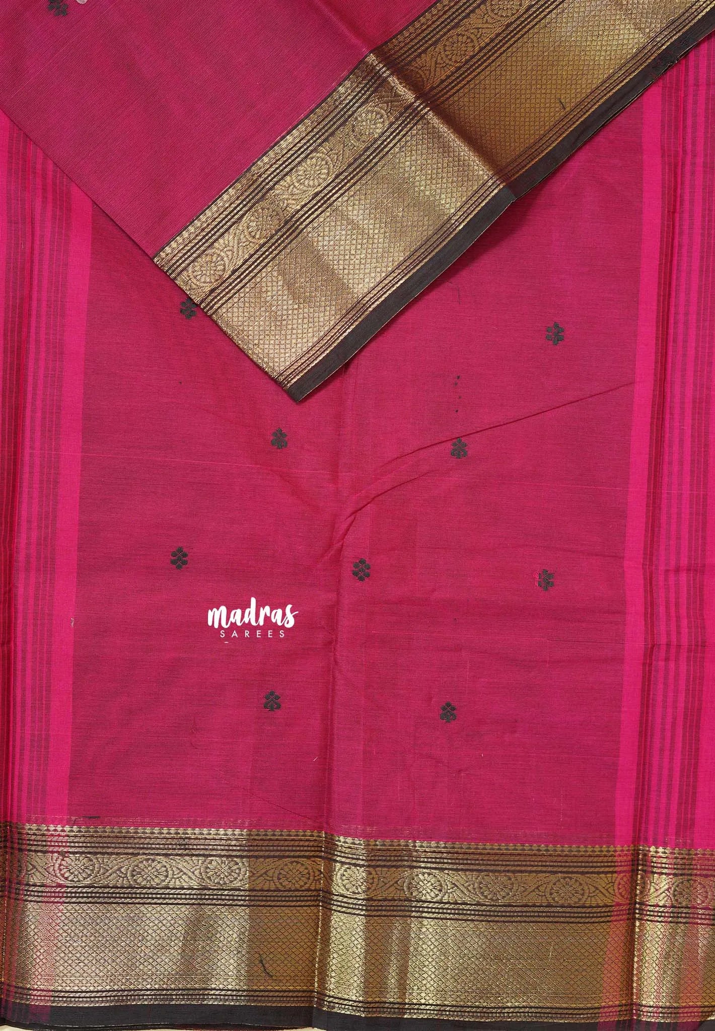 Beet Pink - Karthigai silk cotton Bavanji border with buttas