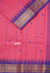 Rose Pink - Karthigai silk cotton rudraksha with temple weaving border