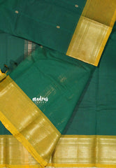 Classic Dark Green - Karthigai silk cotton Bavanji Border with Buttas in saree